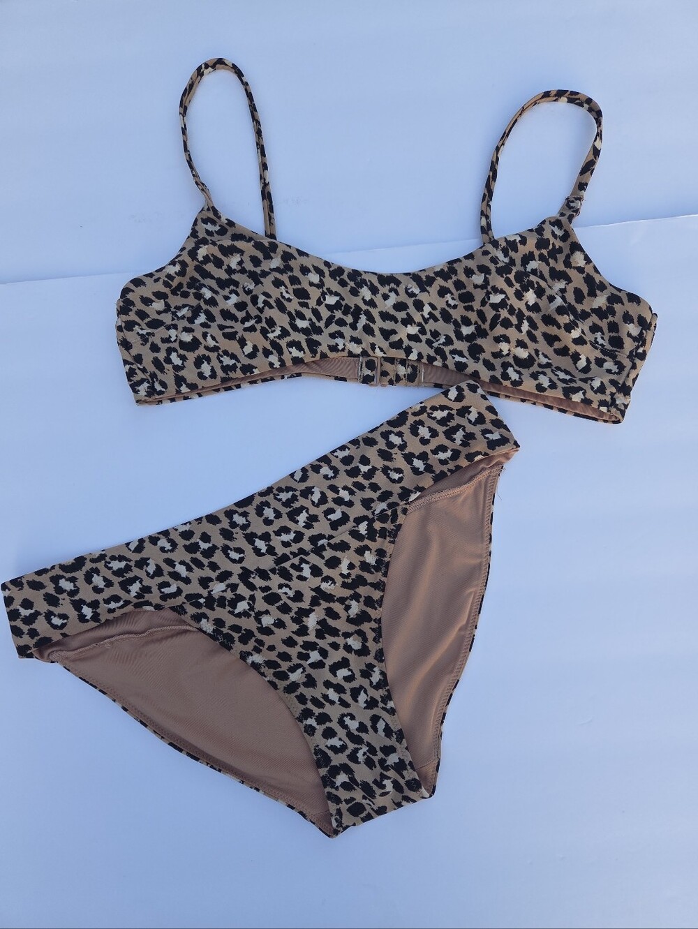 Aerie Cheetah Animal Print Bikini 2 Piece Set Scoop Top Bottoms
